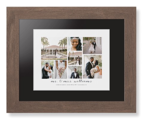 Clean Gallery Collage of Eight Framed Print, Walnut, Contemporary, White, Black, Single piece, 8x10, Multicolor