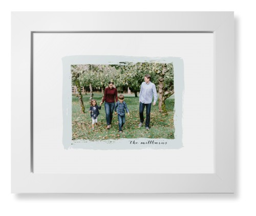 Brush Stroke Border Framed Print, White, Contemporary, White, White, Single piece, 8x10, Gray