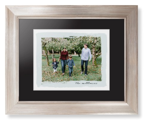 Brush Stroke Border Framed Print, Metallic, Modern, White, Black, Single piece, 8x10, Gray, air