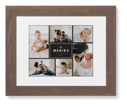 Contemporary Family Collage Framed Print, Walnut, Contemporary, White, White, Single piece, 8x10, Blue