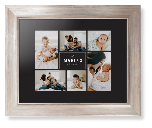 Contemporary Family Collage Framed Print, Metallic, Modern, Black, Black, Single piece, 8x10, Blue, cedar