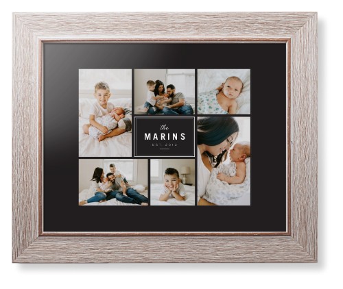 Contemporary Family Collage Framed Print, Rustic, Modern, None, Black, Single piece, 8x10, Blue, cedar