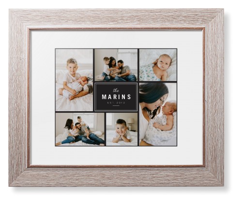 Contemporary Family Collage Framed Print, Rustic, Modern, None, White, Single piece, 8x10, Blue