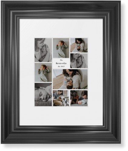 Modern Family Collage Portrait Framed Print, Black, Classic, White, White, Single piece, 8x10, White, white