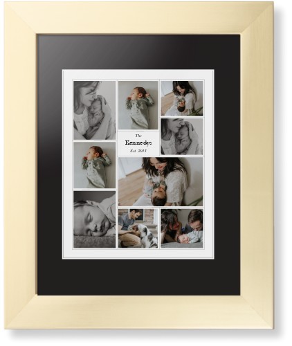 Modern Family Collage Portrait Framed Print, Matte Gold, Contemporary, White, Black, Single piece, 8x10, White