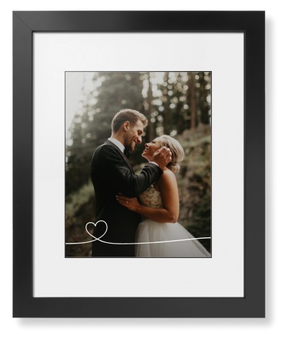 Heart Line Art Framed Print, Black, Contemporary, Black, White, Single piece, 11x14, White