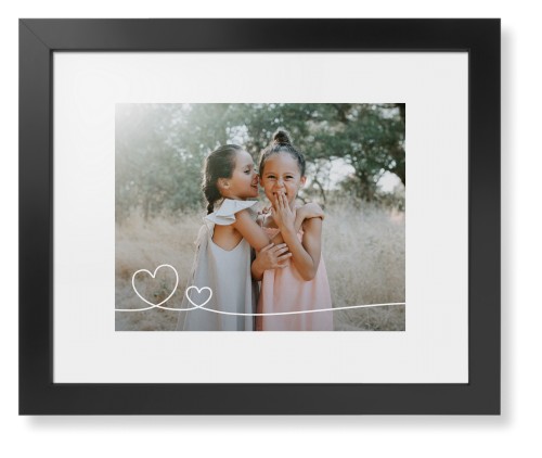 Double Heart Line Art Framed Print, Black, Contemporary, White, White, Single piece, 11x14, White