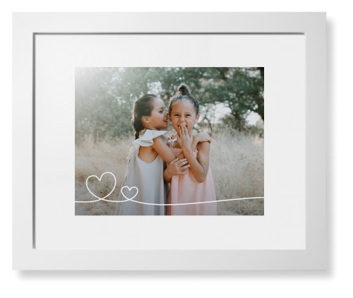 Double Heart Line Art Framed Print, White, Contemporary, White, White, Single piece, 11x14, White, white