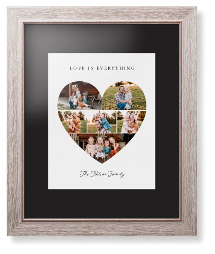 Filled Heart Framed Print, Rustic, Modern, Black, Black, Single piece, 11x14, White