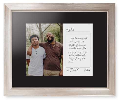 Handwritten Letter Framed Print, Metallic, Modern, Black, Black, Single piece, 11x14, White, white