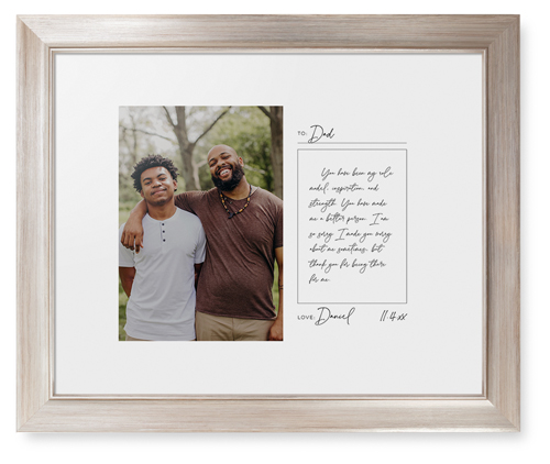 Handwritten Letter Framed Print, Metallic, Modern, White, White, Single piece, 11x14, White, white