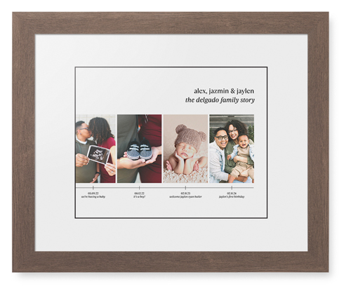 Family Timeline Framed Print, Walnut, Contemporary, Black, White, Single piece, 11x14, White