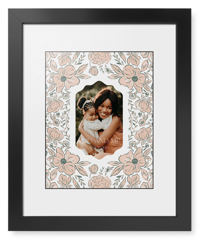 Classic Floral Border Framed Print, Black, Contemporary, Black, White, Single piece, 11x14, White, white