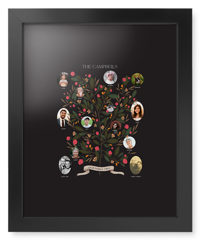 Blooming Family Tree Framed Print, Black, Contemporary, Black, Black, Single piece, 11x14, Black