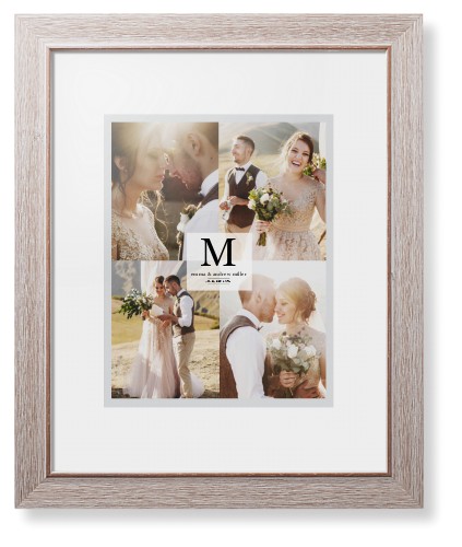 Classic Initial Framed Print, Rustic, Modern, White, White, Single piece, 11x14, Gray