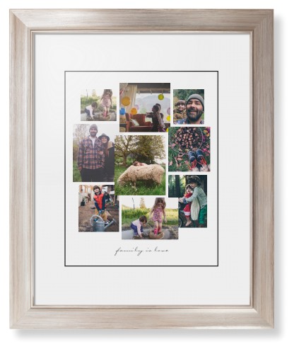 Gallery Collage of Nine Framed Print, Metallic, Modern, Black, White, Single piece, 11x14, White