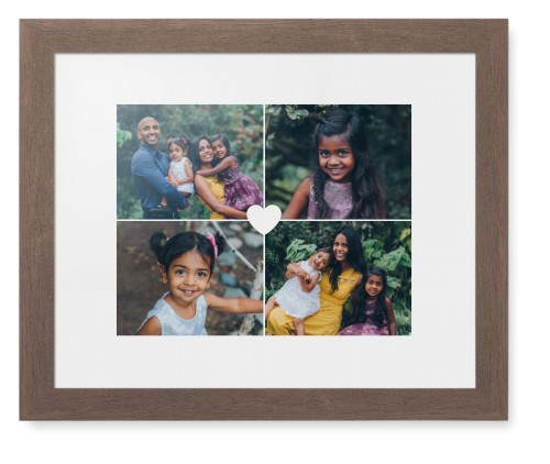 Heart Grid Framed Print, Walnut, Contemporary, White, White, Single piece, 11x14, White, white