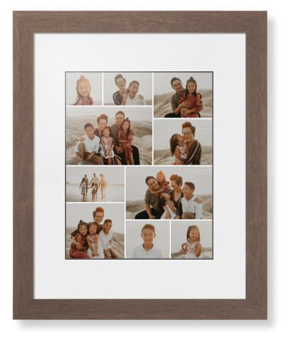 Gallery of Ten Framed Print, Walnut, Contemporary, Black, White, Single piece, 11x14, Multicolor, multi