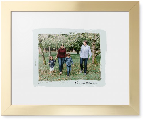 Brush Stroke Border Framed Print, Matte Gold, Contemporary, White, White, Single piece, 11x14, Gray, air