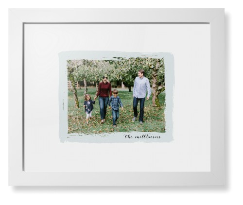 Brush Stroke Border Framed Print, White, Contemporary, None, White, Single piece, 11x14, Gray