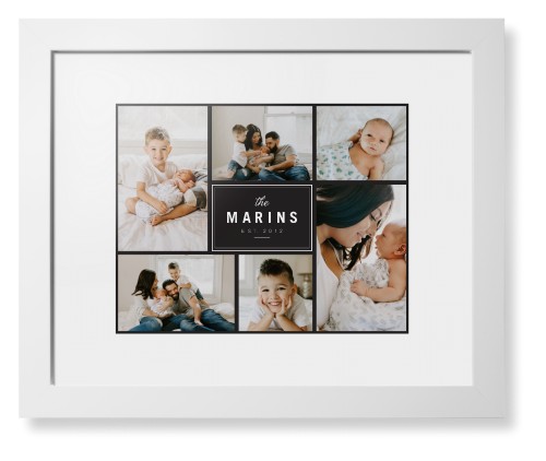 Contemporary Family Collage Framed Print, White, Contemporary, None, White, Single piece, 11x14, Blue, cedar