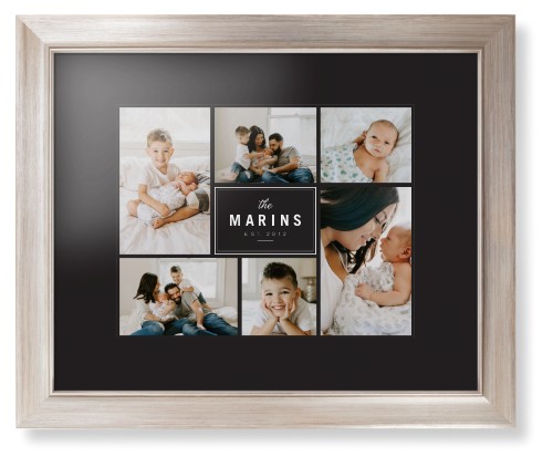 Contemporary Family Collage Framed Print, Metallic, Modern, None, Black, Single piece, 11x14, Blue