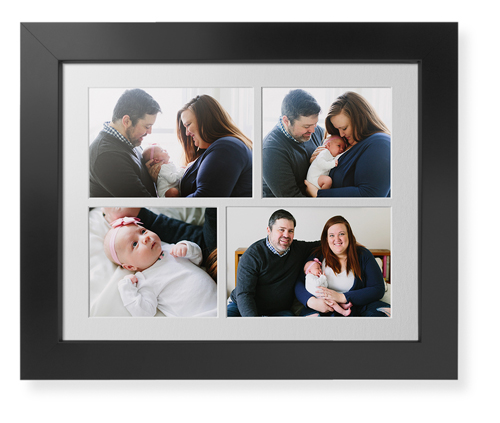 Mixed Four Up Landscape Deluxe Mat Framed Print, Black, Contemporary, White, Single piece, 11x14, White, white