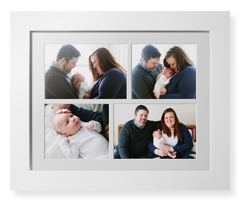 Mixed Four Up Landscape Deluxe Mat Framed Print, White, Contemporary, White, Single piece, 11x14, White, white