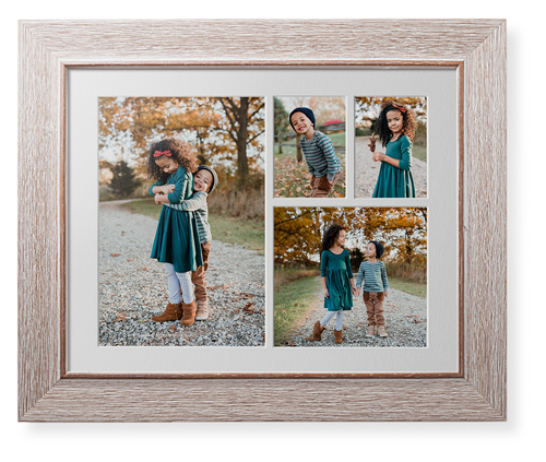 Mixed Four Up Landscape Collage Deluxe Mat Framed Print, Rustic, Modern, White, Single piece, 11x14, White, white