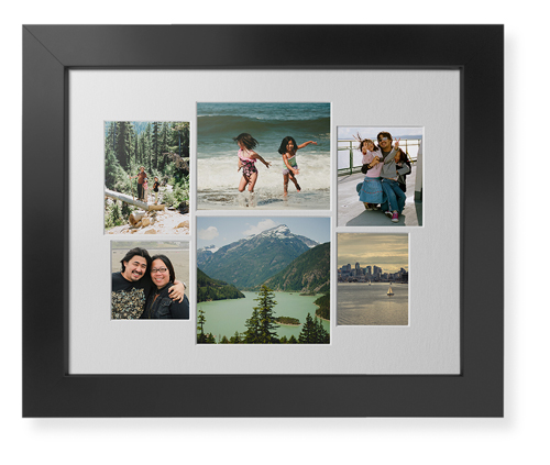 Mixed Six Up Landscape Collage Deluxe Mat Framed Print, Black, Contemporary, White, Single piece, 11x14, White