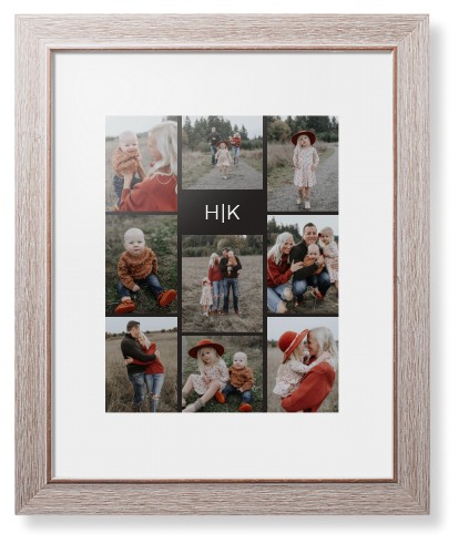 Modern Gallery Monogram of Nine Framed Print, Rustic, Modern, White, White, Single piece, 11x14, Multicolor, multi