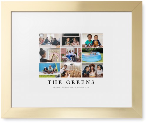 Modern Grid Gallery of Nine Framed Print, Matte Gold, Contemporary, White, White, Single piece, 11x14, Multicolor, multi