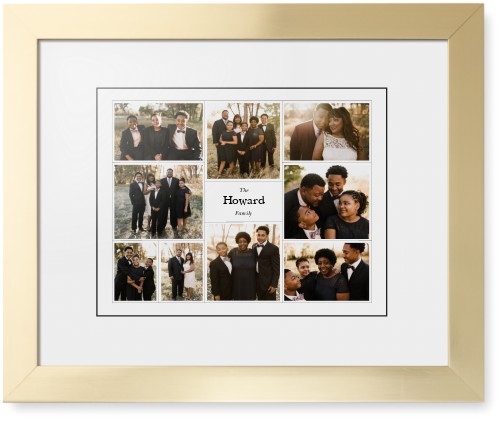 Modern Family Collage Framed Print, Matte Gold, Contemporary, Black, White, Single piece, 11x14, White