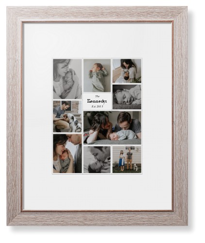 Modern Family Collage Portrait Framed Print, Rustic, Modern, None, White, Single piece, 11x14, White, white