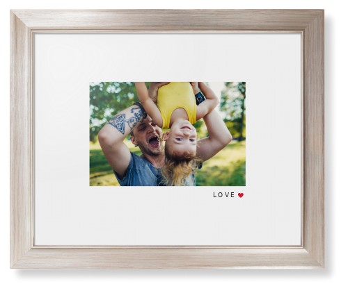 Modern Love Heart Framed Print, Metallic, Modern, White, White, Single piece, 11x14, White