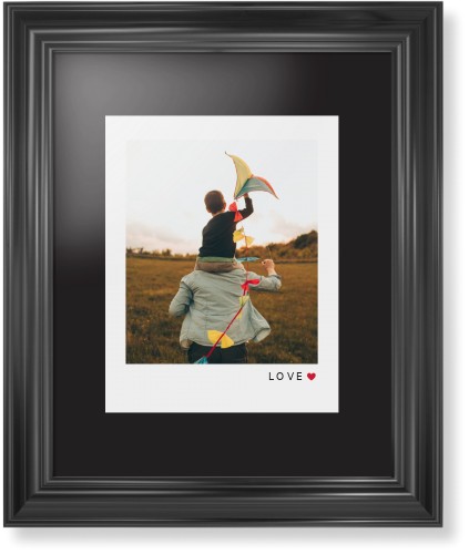 Modern Love Heart Portrait Framed Print, Black, Classic, Black, Black, Single piece, 11x14, White, white