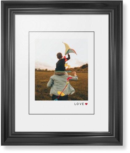 Modern Love Heart Portrait Framed Print, Black, Classic, Black, White, Single piece, 11x14, White, white