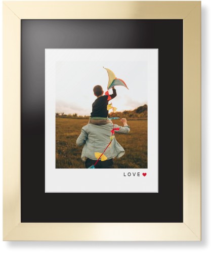 Modern Love Heart Portrait Framed Print, Matte Gold, Contemporary, White, Black, Single piece, 11x14, White