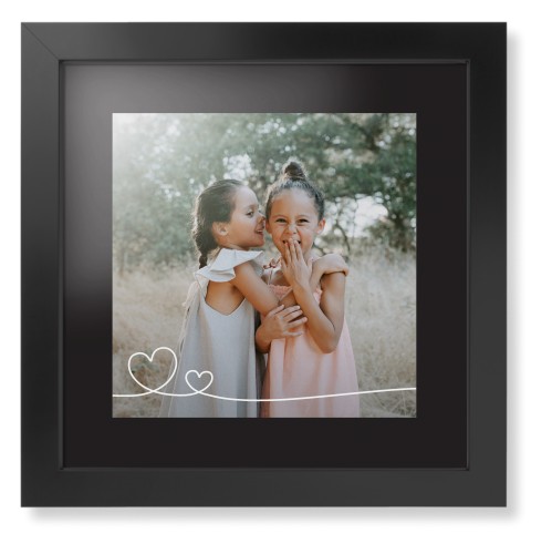 Double Heart Line Art Framed Print, Black, Contemporary, None, Black, Single piece, 12x12, White, white