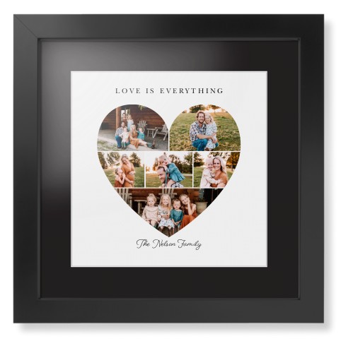 Filled Heart Framed Print, Black, Contemporary, White, Black, Single piece, 12x12, White, white