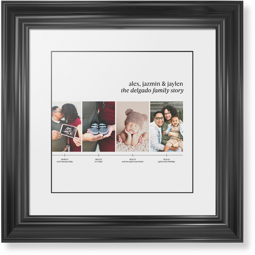 Family Timeline Framed Print, Black, Classic, Black, White, Single piece, 12x12, White, white