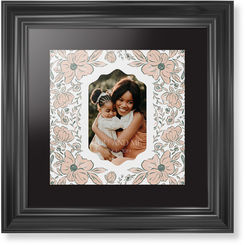 Classic Floral Border Framed Print, Black, Classic, Black, Black, Single piece, 12x12, White, white