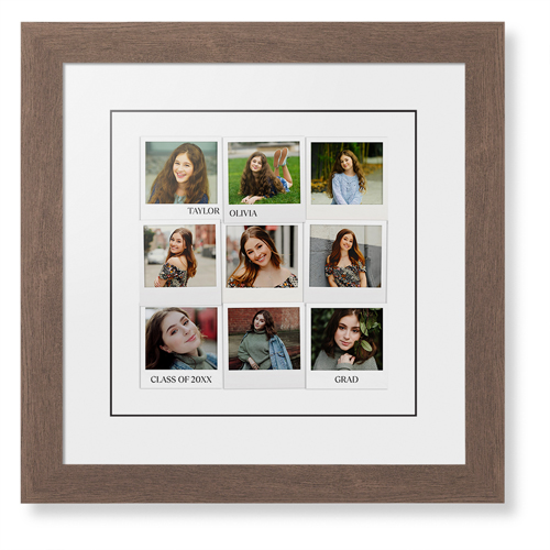Photo Memories Framed Print, Walnut, Contemporary, Black, White, Single piece, 12x12, White