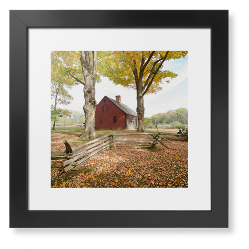 Barn in Autumn Framed Print, Black, Contemporary, White, White, Single piece, 12x12, Multicolor