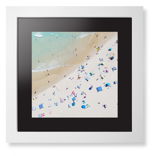 Aerial Beach Framed Print, White, Contemporary, Black, Black, Single piece, 12x12, Multicolor