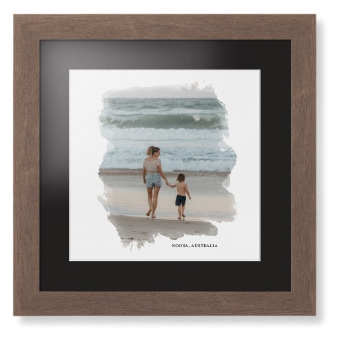 Brushed Moments Framed Print, Walnut, Contemporary, White, Black, Single piece, 12x12, White, white