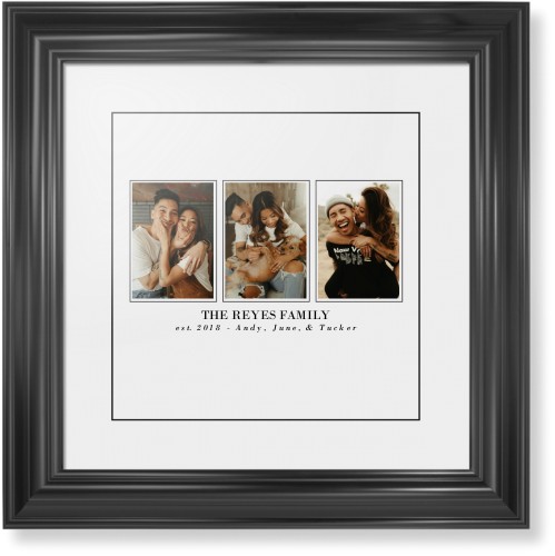 Classic Trio Framed Print, Black, Classic, Black, White, Single piece, 12x12, White, white