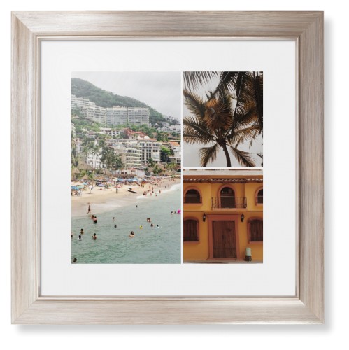 Gallery of Three Framed Print, Metallic, Modern, White, White, Single piece, 12x12, Multicolor