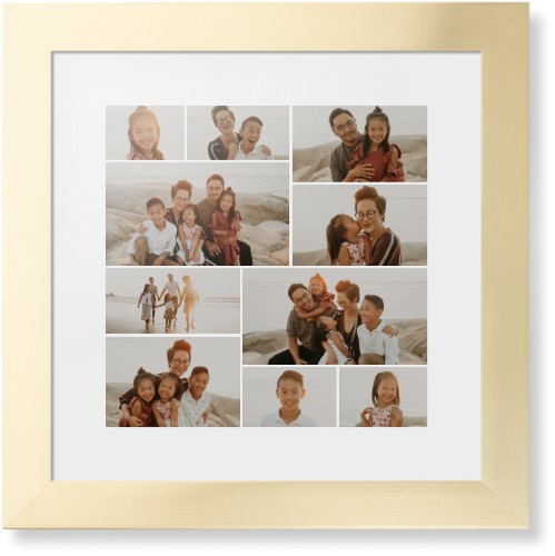 Gallery of Ten Framed Print, Matte Gold, Contemporary, White, White, Single piece, 12x12, Multicolor