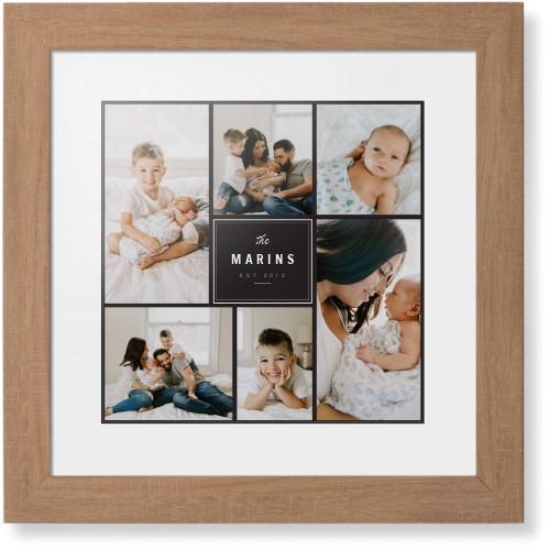 Contemporary Family Collage Framed Print, Natural, Contemporary, Black, White, Single piece, 12x12, Blue